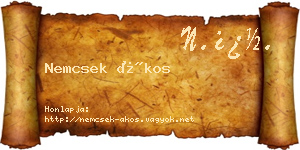 Nemcsek Ákos névjegykártya